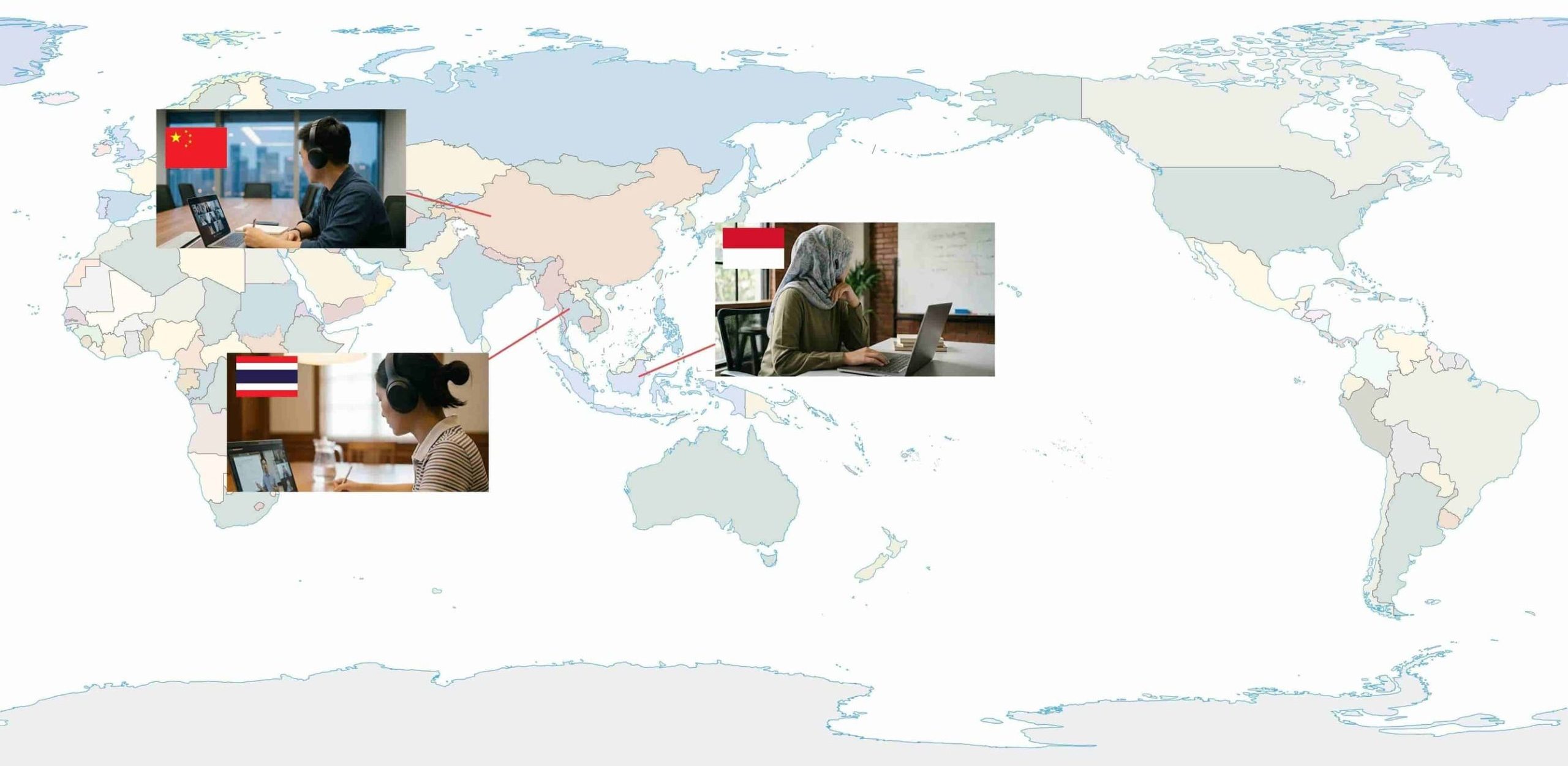 亚洲地区国际服务范围地图