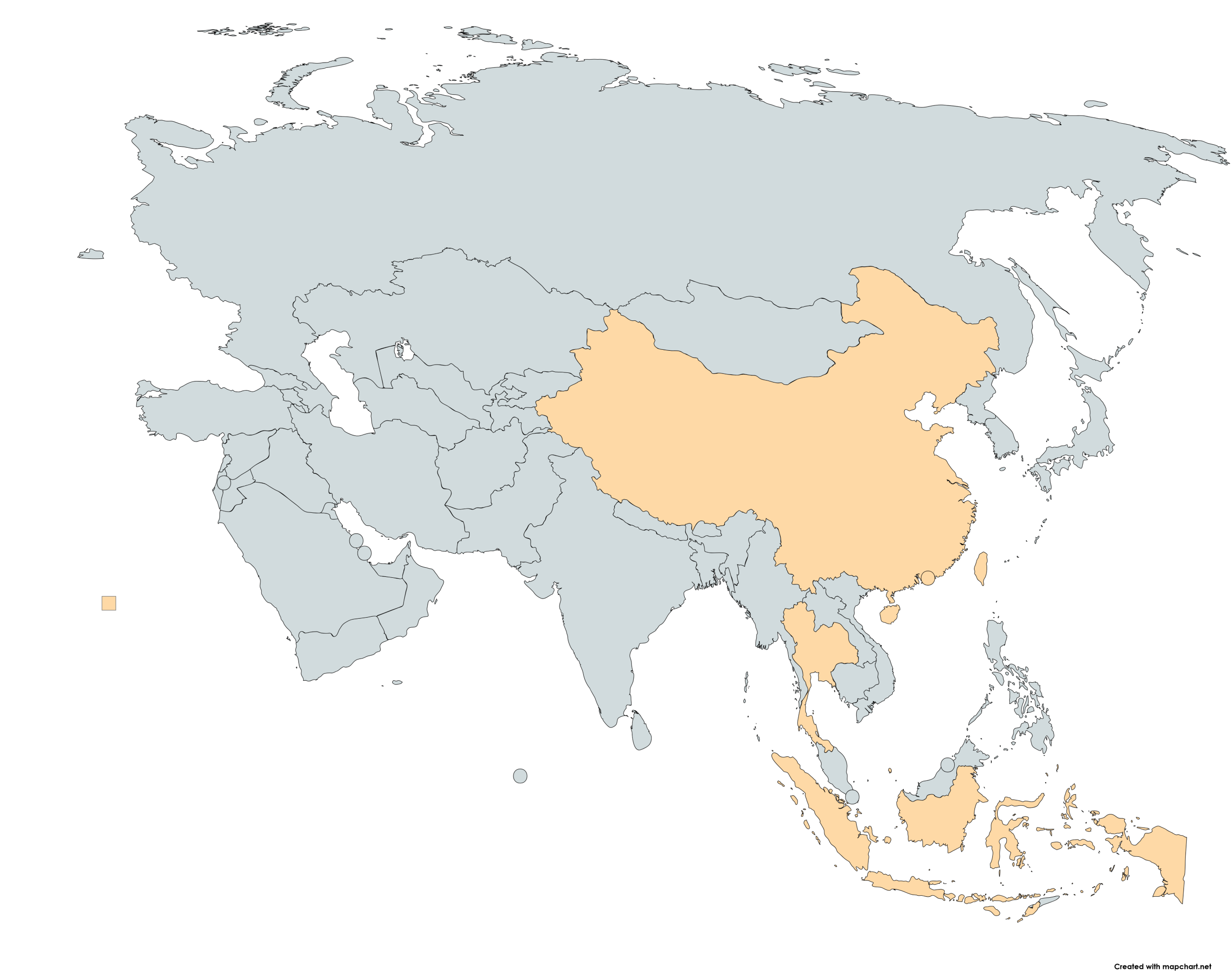 亚洲地区国际服务范围地图